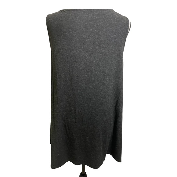 Eileen fisher round neckline side slit high low tank top grey black size small - Picture 6 of 12